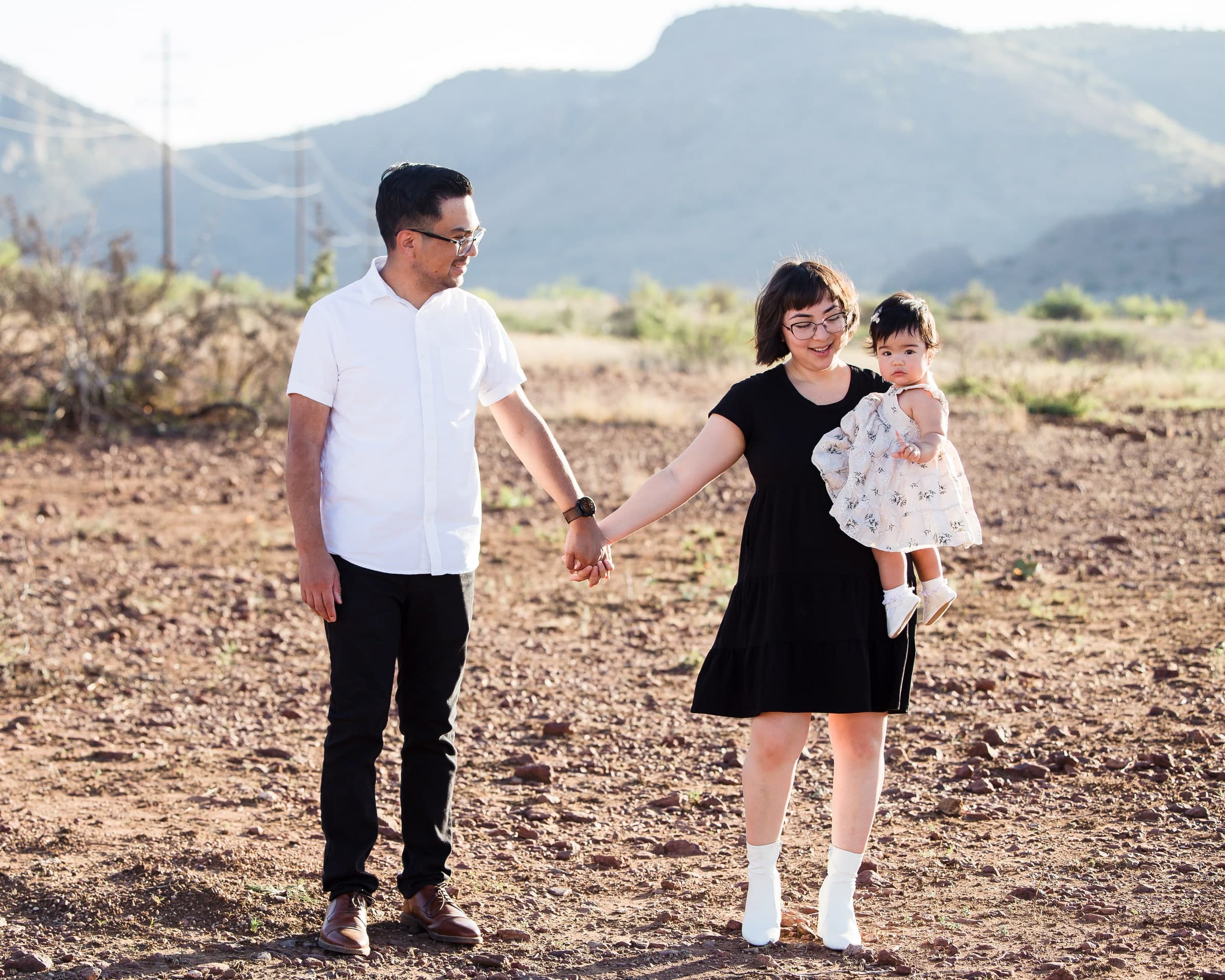 Andrew Posadas with his wife and daughter