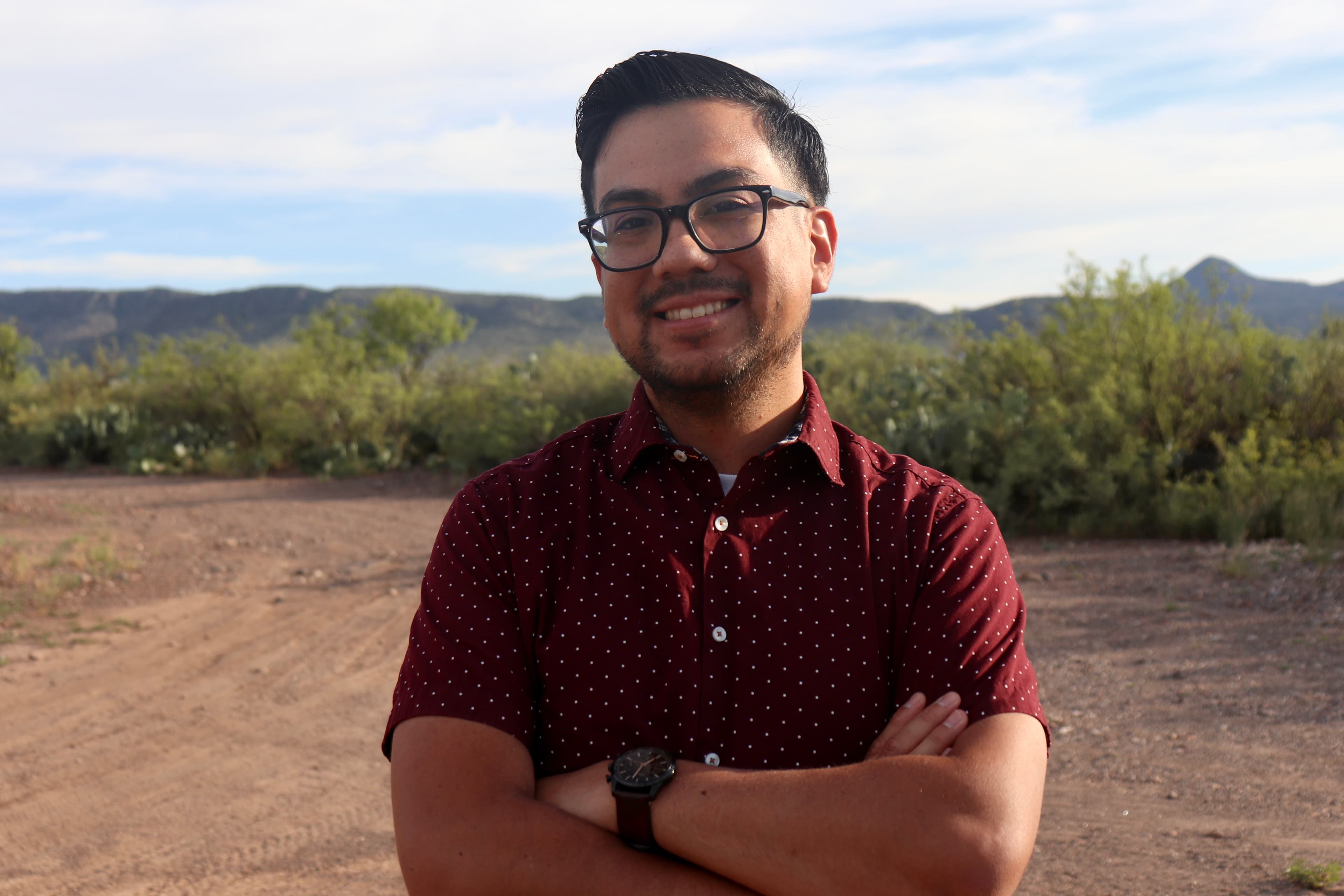 Andrew Posadas outdoors in West Texas